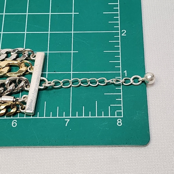 Jenny Bird Silver and Gold Chain Wide Bracelet - Picture 7 of 14